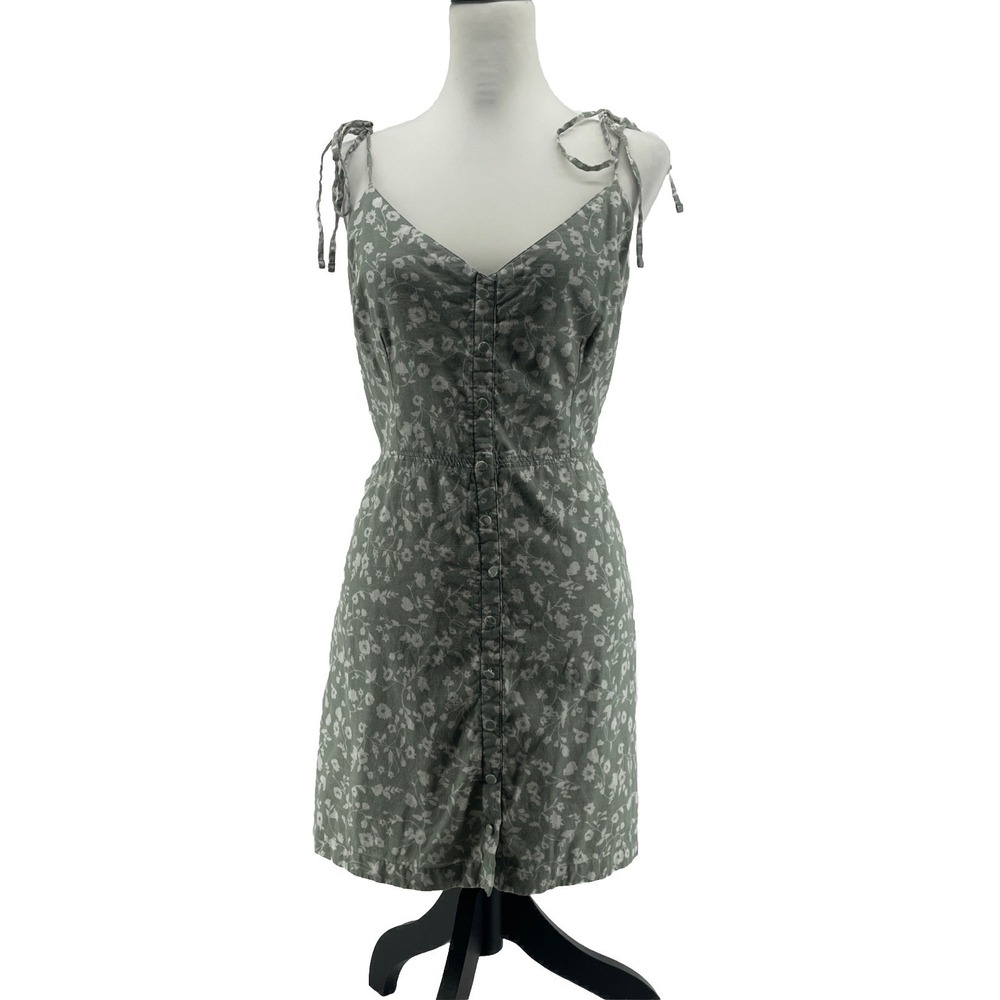 Abercrombie & Fitch Babydoll Mini Dress Women's XL Y2K Cotton Floral Green‎ Boho
